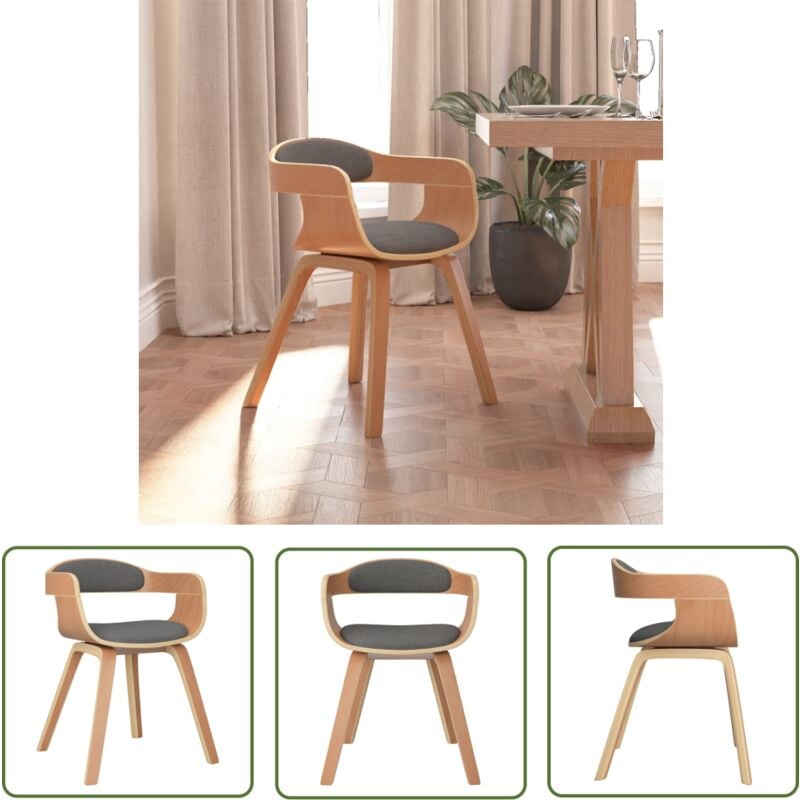 The Living Store - Chaise à manger Gris clair Bois courbé et tissu - Chaises De Salle à Manger - Chaise De Cuisine - Chaise Moderne - Chaise Design
