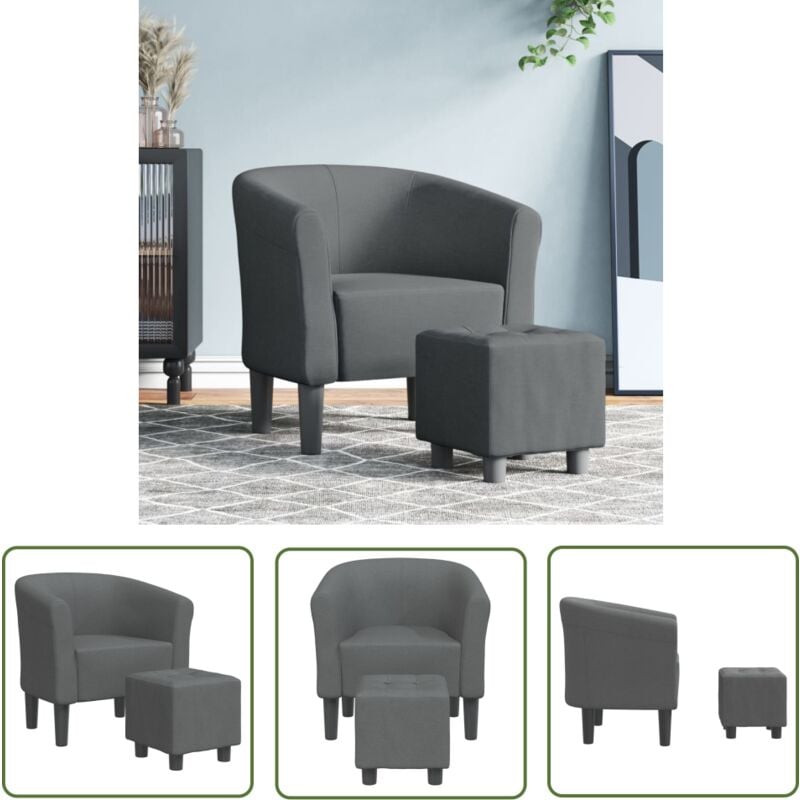 The Living Store - Chaise cabriolet avec repose-pied gris foncé tissu - Fauteuil Convertible - Fauteuil Relax - Chaise Confort - Chaise Salon
