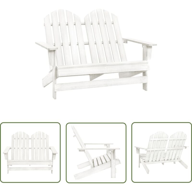 Chaise de jardin Adirondack 2 places bois de sapin massif blanc - Chaises De Jardin - Chaises Adirondack - Mobilier De Jardin - Chaise Extérieure