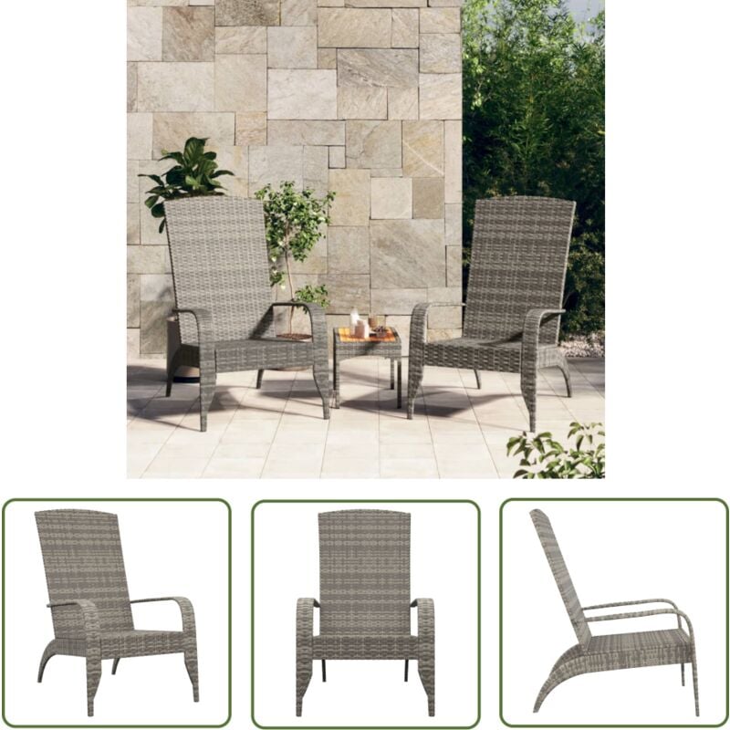 Chaise de jardin Adirondack Gris Résine tressée - Chaise Jardin - Chaise Adirondack - Fauteuil Extérieur - Mobilier Jardin - Chaise Lounge - The