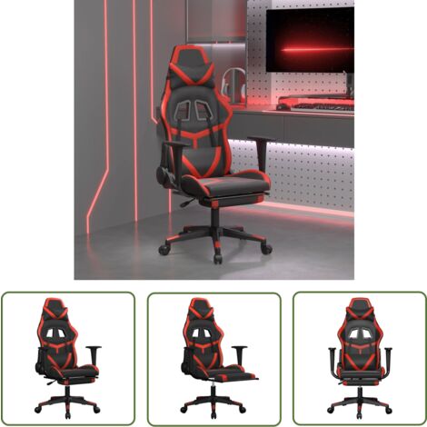 The Living Store Chaise de jeu de massage avec repose-pied Noir&Rouge Similicuir - Chaise De Jeu - Chaise Gamer - Fauteuil De Jeu - Chaise Ergonomique - Chaise Avec Massage