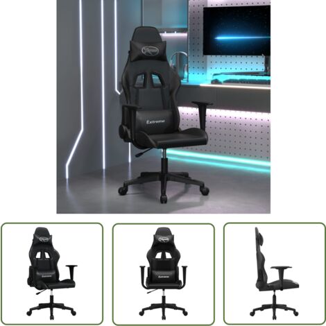 The Living Store Chaise de jeu Noir Similicuir - Chaises Gaming - Fauteuil Gamer - Chaise Bureau - Chaise Ergonomique - Chaise Confortable