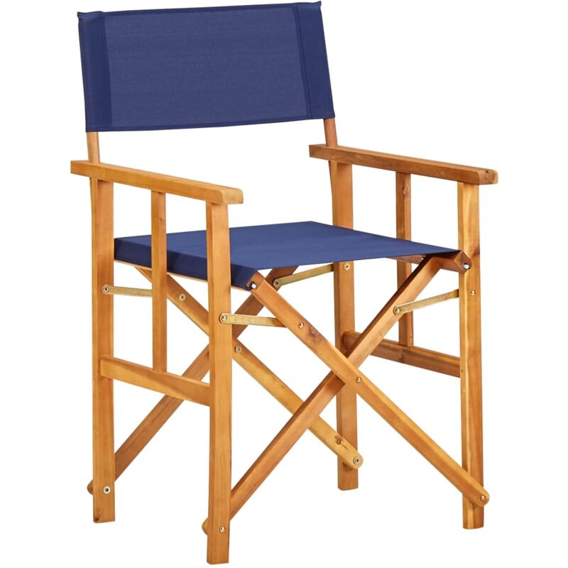 Chaise de metteur en scène bois massif d'acacia bleu The Living Store Bleu
