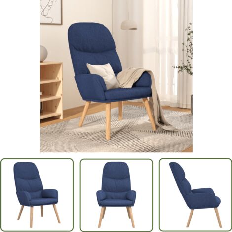 The Living Store Chaise de relaxation Bleu Tissu - Chaise Relaxante - Fauteuil Détente - Chaise Bleue - Mobilier Intérieur - Fauteuil Confortable