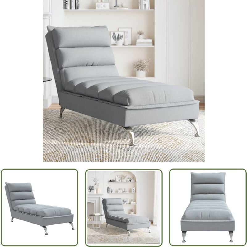 The Living Store - Chaise longue avec coussins gris clair tissu - Chaises Longues - Chaise Longue Design - Mobilier Extérieur - Transats - Meubles De