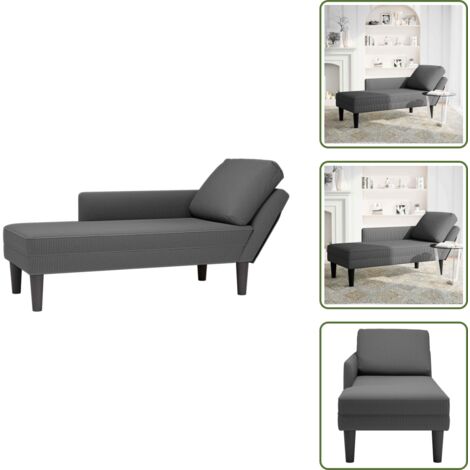 The Living Store Chaise longue con cojín de tela de pana gris oscuro - Chaise lounge