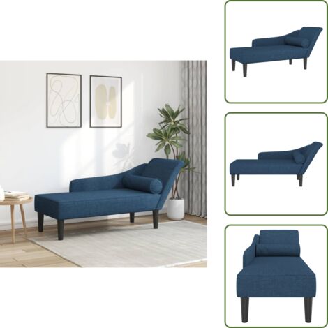 The Living Store Chaise Longue con Cuscini Blu in Tessuto - Cuscino