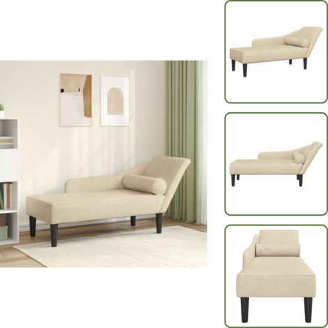 The Living Store Chaise Longue con Cuscini Crema in Tessuto - Cuscino
