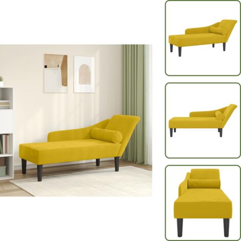 The Living Store Chaise Longue con Cuscini Giallo in Velluto - Cuscino