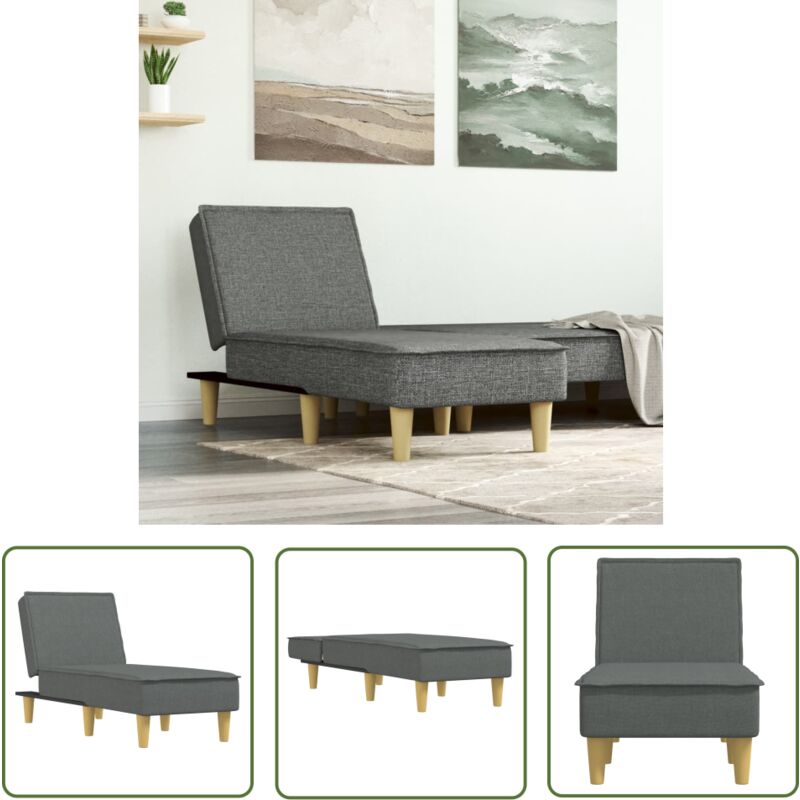 The Living Store - Chaise longue gris foncé tissu - Chaise Longue Pliable - Chaise Longue Inclinable - Fauteuil Relax - Mobilier Extérieur - Salon De