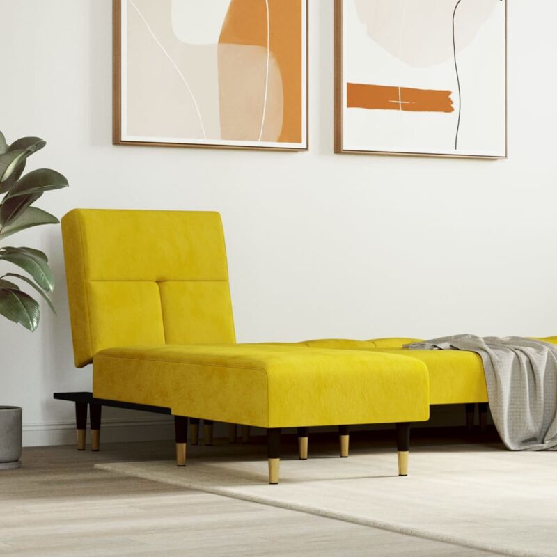 The Living Store - Chaise longue jaune velours Jaune