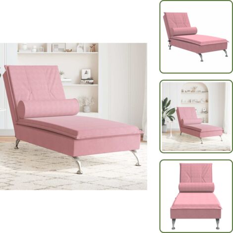The Living Store Chaise Longue Massaggi con Cuscino Rosa in Velluto - Massaggio