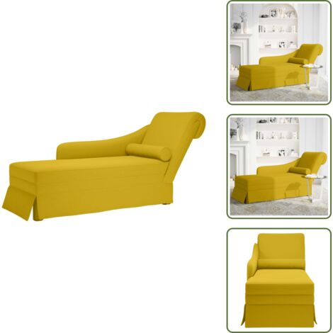 The Living Store Chaise longue respaldo reposabrazos derecho terciopelo amarillo - Chaise lounge