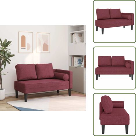 The Living Store Chaise Lounge con Cuscini Rosso Vino in Tessuto - Cuscino