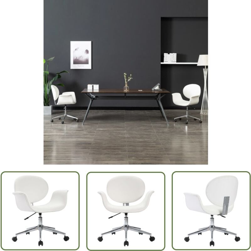 The Living Store - Chaise pivotante à manger Blanc Similicuir - Chaises De Salle à Manger - Chaise Pivotante - Chaise Contemporaine - Chaise Élégante