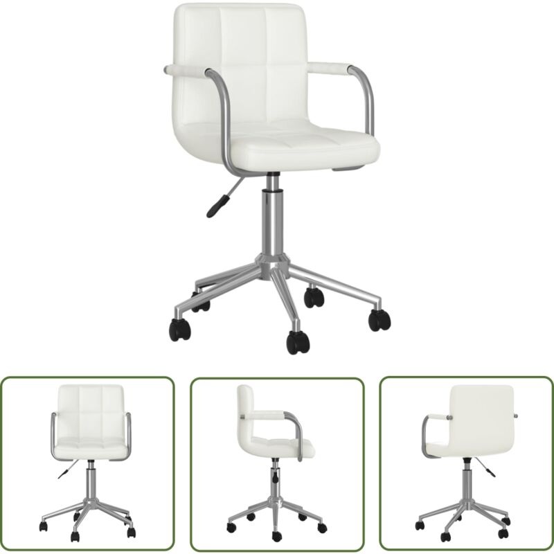 The Living Store - Chaise pivotante de salle à manger Blanc Similicuir - Chaises De Salle à Manger - Chaise Pivotante - Chaise De Cuisine - Chaise