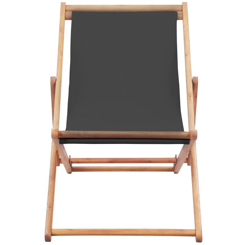 Inlife - Chaise pliable de plage Tissu et cadre en bois Gris