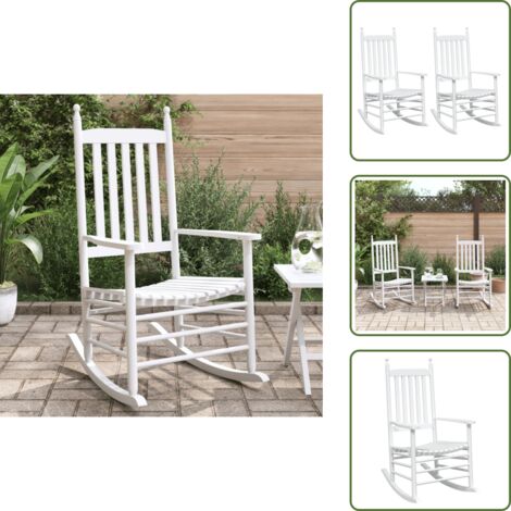 The Living Store Chaises à bascule sièges incurvés lot de 2 blanc sapin massif - Chaise À Bascule - Fauteuil Relaxant - Mobilier De Jardin - Fauteuil Extérieur - Chaise Extérieure