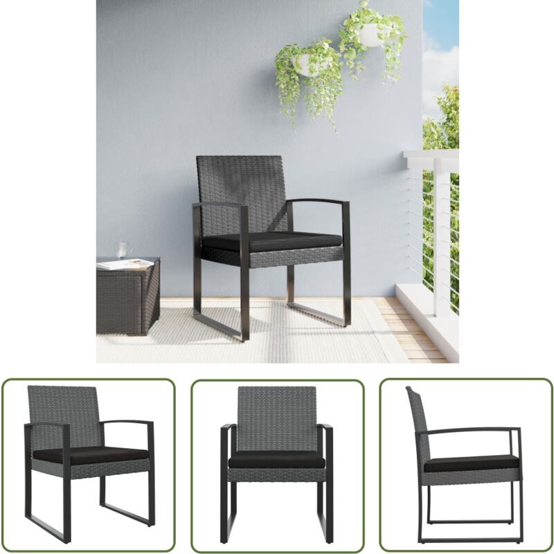 The Living Store - Chaises à manger de jardin lot de 2 gris foncé rotin pp - Chaise De Jardin - Fauteuil De Jardin - Mobilier De Jardin - Ensemble De