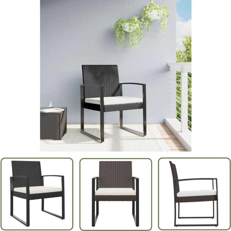 The Living Store - Chaises à manger de jardin lot de 2 noir rotin pp - Chaise De Jardin - Fauteuil De Jardin - Meuble De Jardin - Ensemble De Chaises