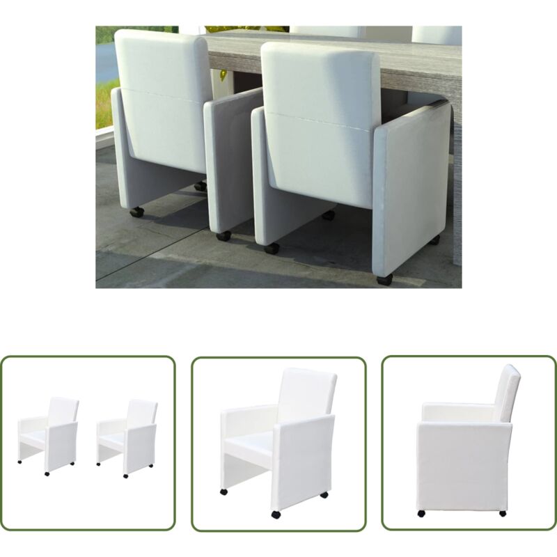 The Living Store - Chaises à manger lot de 2 blanc similicuir - Chaise De Salle à Manger - Chaise De Cuisine - Chaises Modernes - Chaises