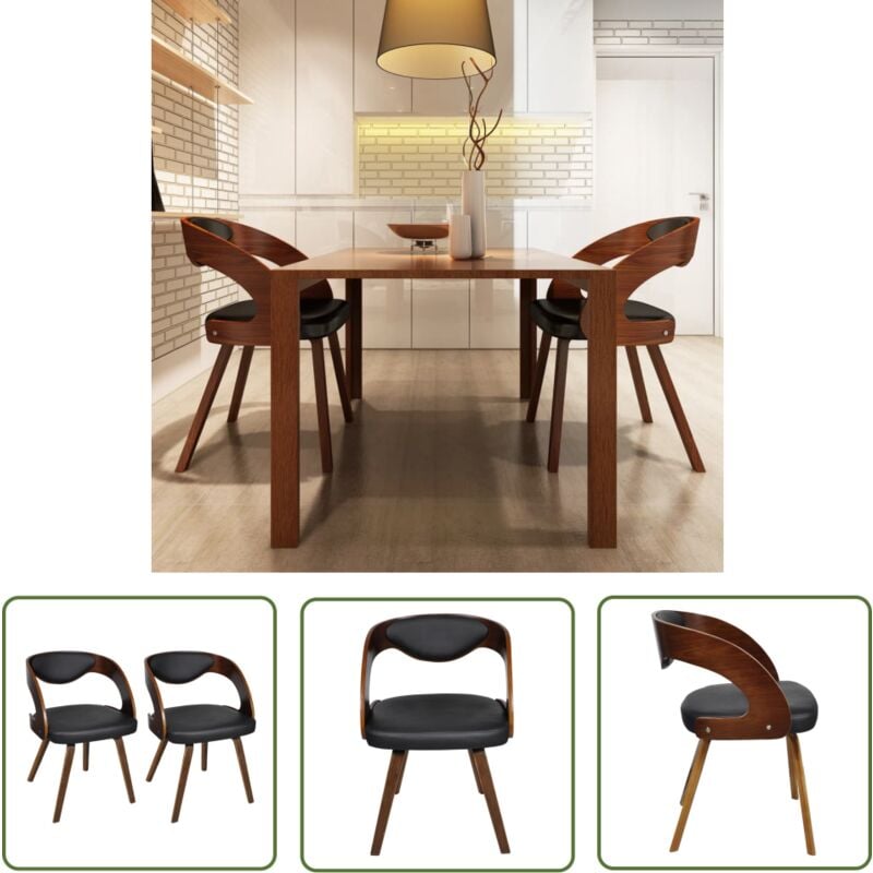 The Living Store - Chaises à manger lot de 2 marron similicuir - Chaise De Salle à Manger - Chaise De Cuisine - Chaise Moderne - Chaise Confortables