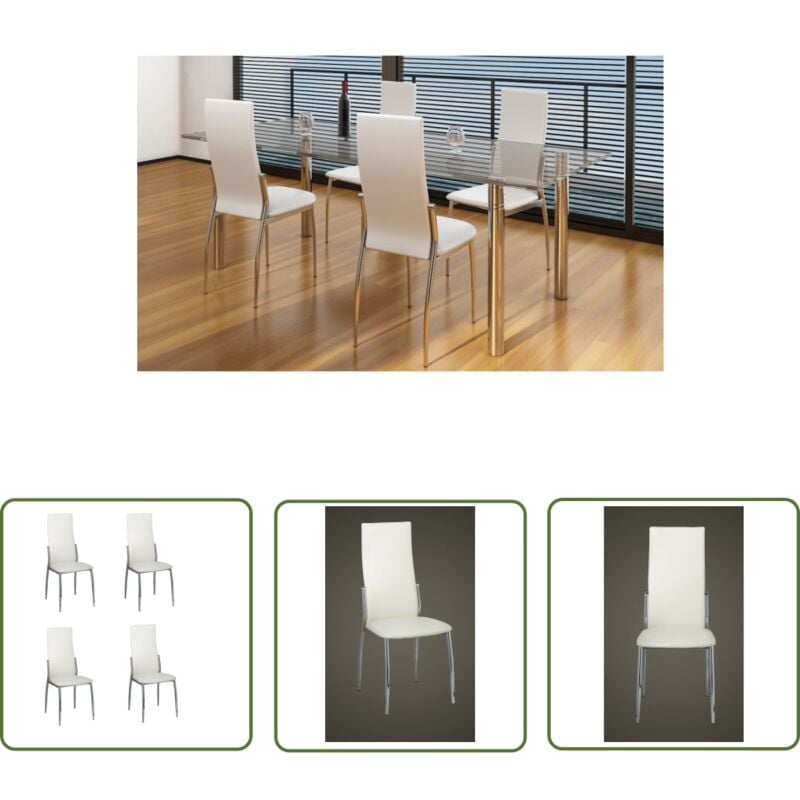 Bearsu - The Living Store Chaises à manger lot de 4 blanc similicuir - Chaise De Salle à Manger - Chaise Moderne - Chaise Confortable - Chaise En