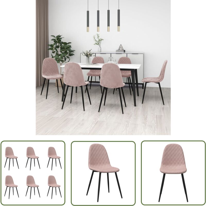 The Living Store - Chaises à manger lot de 6 rose velours - Chaise De Salle à Manger - Chaise De Cuisine - Chaise Design - Chaise Velours - Chaise