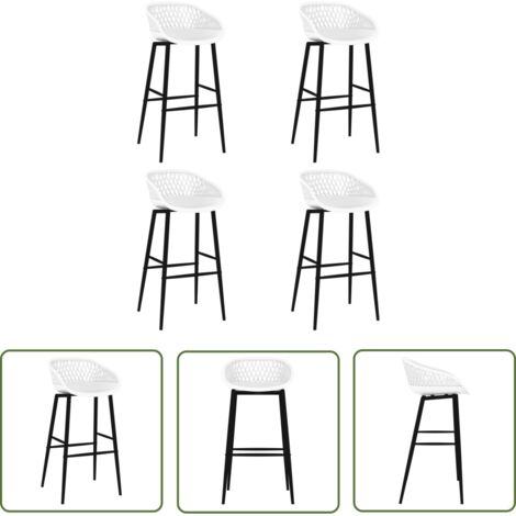 The Living Store Chaises de bar lot de 4 blanc - Chaise De Bar - Tabouret De Bar - Chaise Design - Mobilier De Cuisine - Set De Chaises