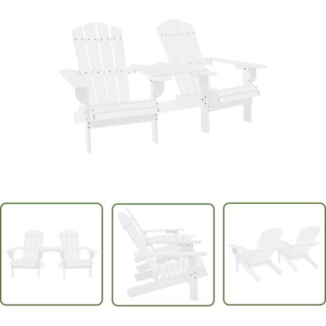 The Living Store Chaises de jardin Adirondack avec table bois de sapin blanc - Chaise Adirondack - Chaise De Jardin - Mobilier De Jardin - Chaise Extérieure - Fauteuil De Jardin