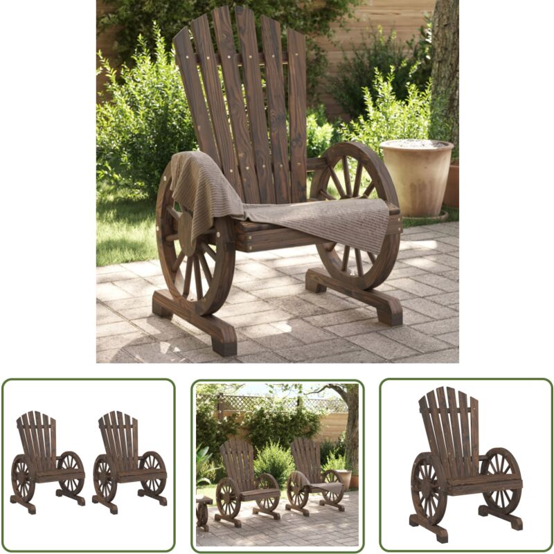 The Living Store - Chaises de jardin Adirondack lot de 2 bois de sapin massif - Chaise Adirondack - Mobilier De Jardin - Chaise Extérieure - Fauteuil