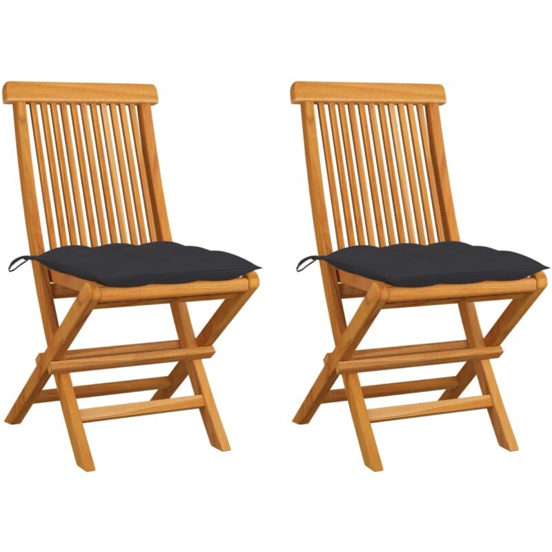 Chaises de jardin avec coussins anthracite 2 pcs Bois de teck The Living Store Anthracite