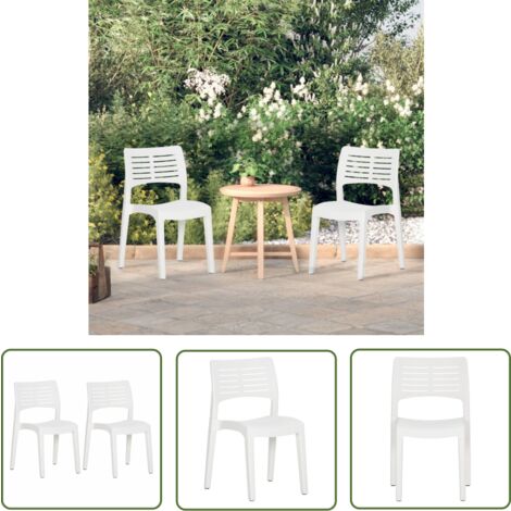 The Living Store Chaises de jardin lot de 2 Blanc Polypropylène - Chaise De Jardin - Chaise Extérieure - Chaise Pliante - Meubles De Jardin - Ensemble De Chaises