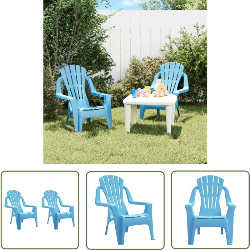 The Living Store - Chaises de jardin pour enfants lot de 2 bleu 37x34x44 cm pp - Chaise Enfant - Mobilier Jardin - Chaise Extérieure - Fauteuil