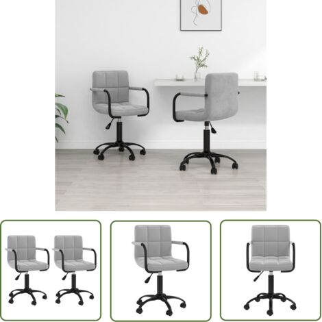 The Living Store Chaises pivotantes à manger lot de 2 gris clair velours - Chaise De Salle À Manger - Chaise Pivotante - Chaise Velours - Chaise Ergonomique - Fauteuil De Salle À Manger