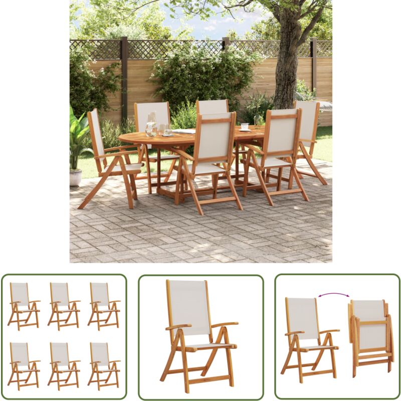 The Living Store - Chaises pliables de jardin lot de 6 bois d'acacia et textilène - Chaise De Jardin - Chaise Pliante - Mobilier De Jardin - Terrasse