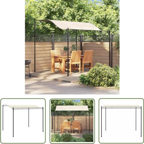The Living Store Chapiteau Tissu Blanc crème - Abri Extérieur - Parasol - Tente De Jardin - Tente Rétractable - Structure Extérieure