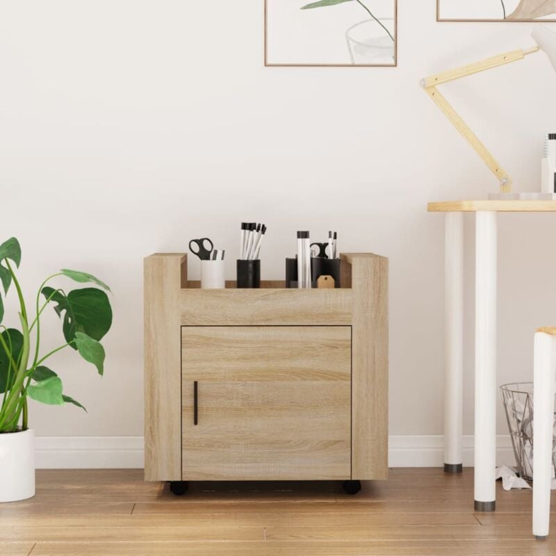 Chariot de bureau Chêne sonoma 60x45x60 cm Bois d'ingénierie The Living Store Brun