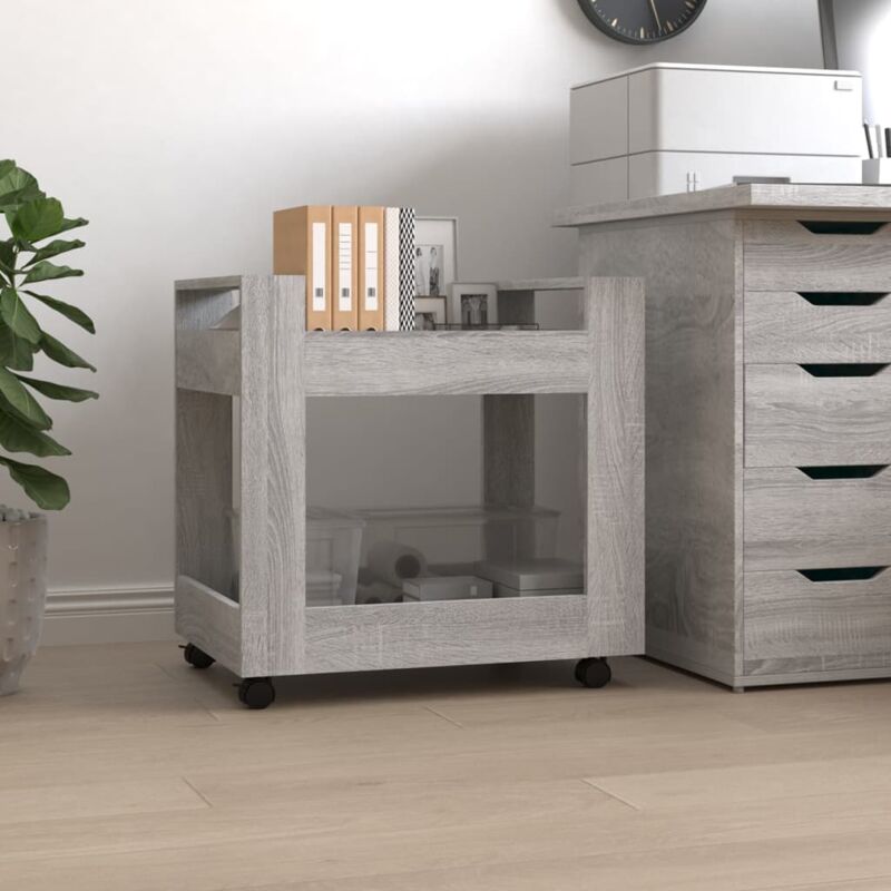 Chariot de bureau Sonoma gris 60x45x60 cm Bois d'ingénierie The Living Store Gris
