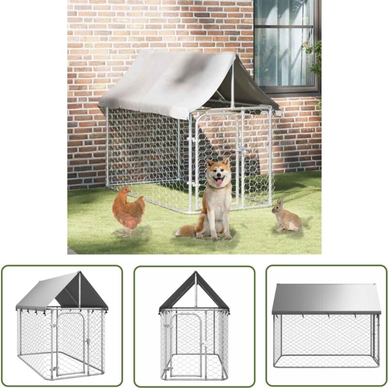 Chenil extérieur avec toit 200x100x150 cm - Niche Pour Chien - Chenil Exterieur - Abri Chien - Refuge Chien - Enceinte Chien - The Living Store