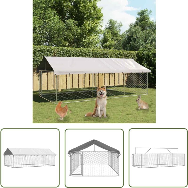 The Living Store - Chenil extérieur avec toit 400x200x150 cm - Niche Pour Chien - Chenil Exterieur - Abri Pour Chien - Refuge Pour Chien - Enceinte