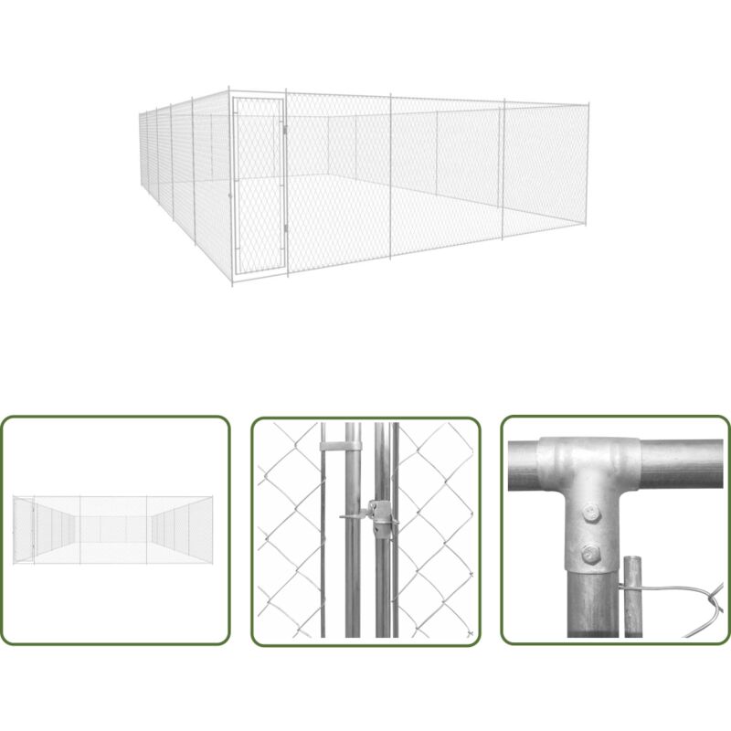 The Living Store - Chenil extérieur pour chiens Acier galvanisé 950x570x185 cm - Chenil Exterieur - Chenil Pour Chien - Abri Chien - Espace Jeux
