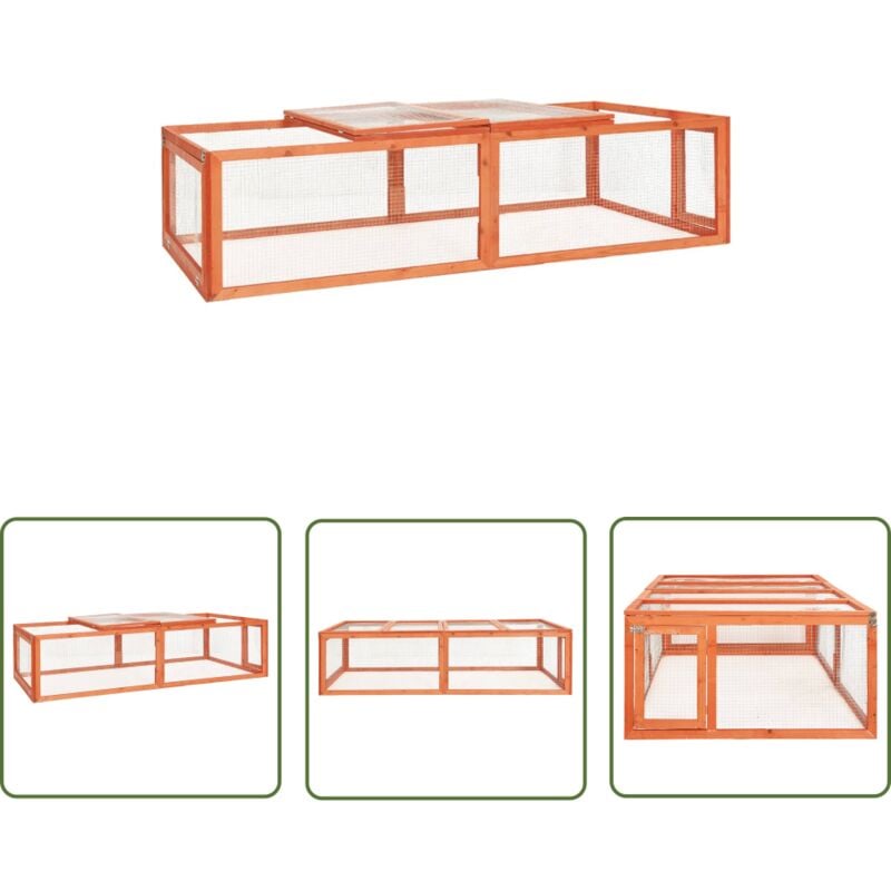 The Living Store Clapier 183x90x46,5 cm Bois de sapin massif - Clapier Lapin - Abri Lapin - Enclos Lapin - Maison Lapin - Animal Domestique