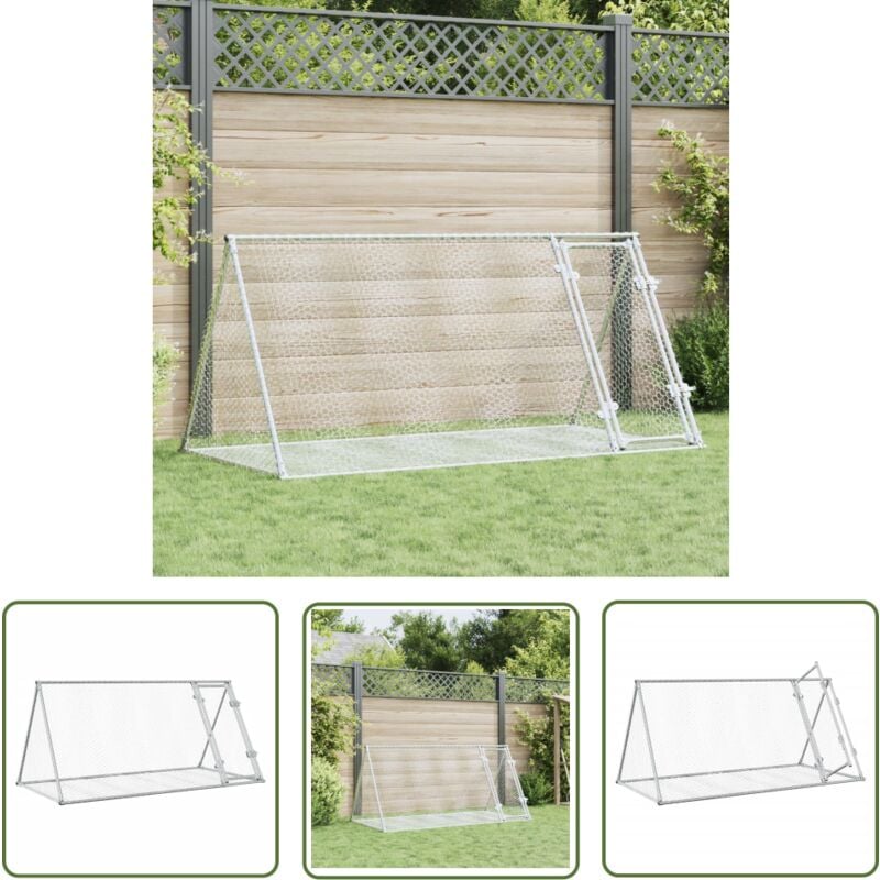 The Living Store - Clapier argenté 200x105x91 cm acier galvanisé - Clapier Pour Lapin - Abri Pour Petit Animal - Enclos Extérieur - Maison Pour Lapin