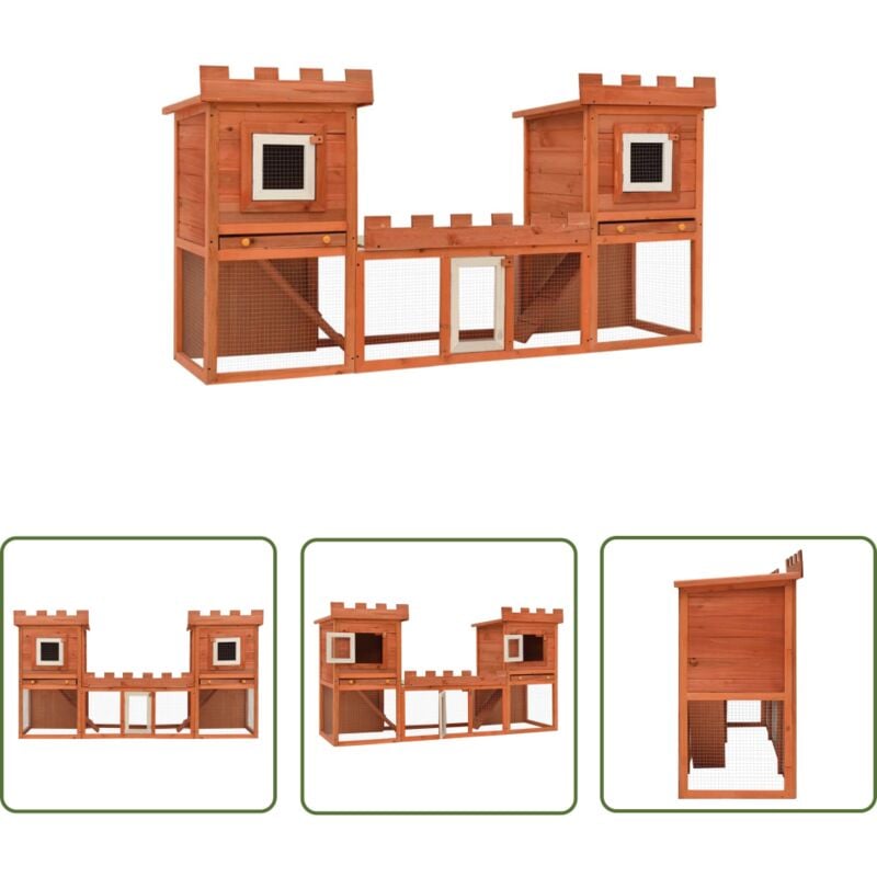 Clapier large d'extérieur avec maison double - Clapier Lapin - Cage Animal Domestique - Habitat Petit Animal - Espace Jeu Animal - Accessoires Lapin