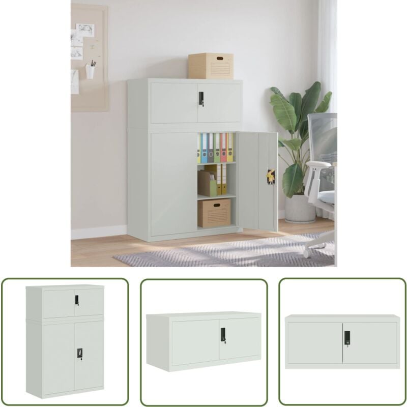 The Living Store Classeur gris clair 90x40x130 cm acier - Classeur - Meuble De Rangement - Armoire De Classement - Armoire À Dossiers - Rangement