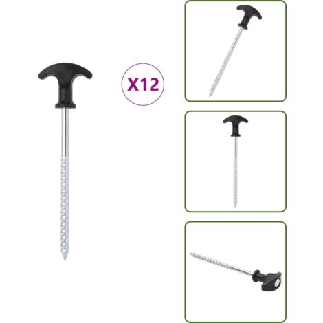 The Living Store Clavijas para tienda 12 uds acero galvanizado 17 cm Ø7 mm - Clavijas para acampar