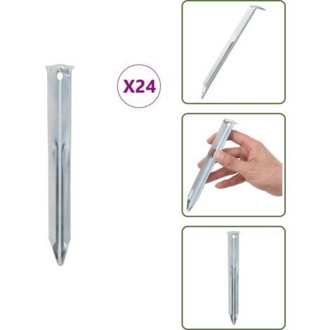 The Living Store Clavijas para tienda 24 uds acero galvanizado 17 cm Ø20 mm - Clavijas para acampar