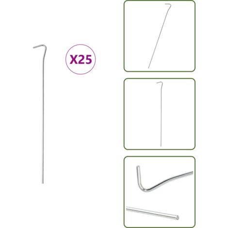 The Living Store Clavijas para tienda 24 uds acero galvanizado 30 cm Ø4 mm - Clavijas para acampar