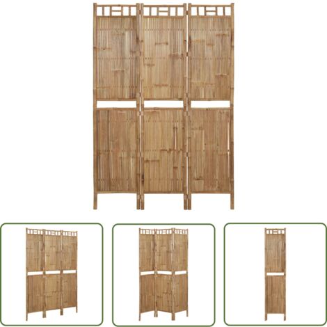 The Living Store Cloison de séparation 3 panneaux Bambou 120x180 cm - Séparateur De Pièce - Écran De Confidentialité - Cloison Pliable - Bamboutropical - Décoration Intérieur